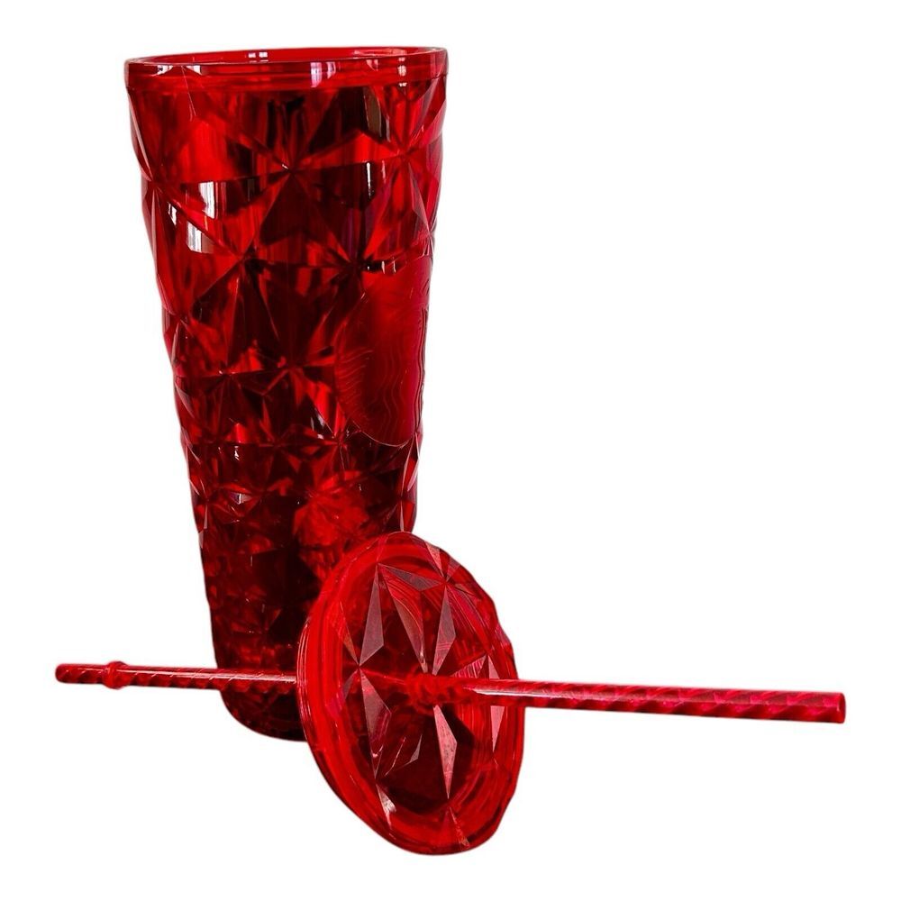 Starbucks Christmas 2023 Red Diamond Prism Crystal Tumbler (Cold Cup) 24oz Venti